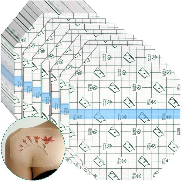 50 Pieces Transparent Stretch Adhesive Bandage Waterproof Transparent Film Dressing Bandages Clear Adhesive Dressing Stretch Tape for Swimming Showering (6 x 7 Inch)