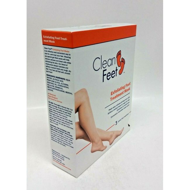 Clean Feet Exfoliating Foot Treatment Mask 3 Pairs Gel Socks Softens Heels