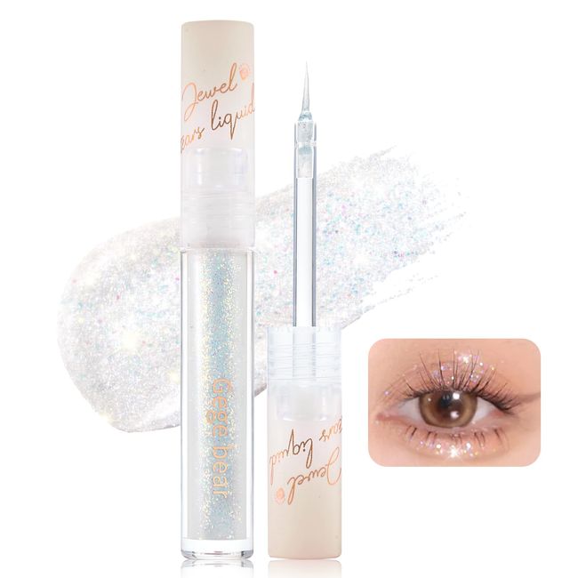 Erinde Jewel Tears Liquid Glitter Eyeshadow, Twinkle Shimmer Eye Shadow Eyeliner, Long Lasting, Quick Drying, Multi-Dimensional Sparkle Finish, Loose Glitter Glue for Crystal Korean Eye Makeup, 01#