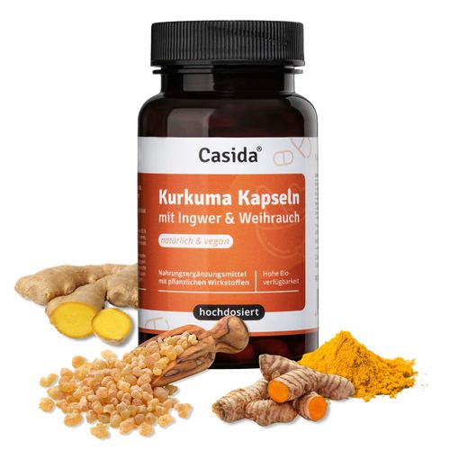 Casida® Turmeric Capsules with Ginger & Frankincense, Plant-Based Active Ingredient Complex with Various Applications, 90 Capsules