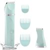 Waterproof Bikini Trimmer Women Electric Razor for Bikini Legs Pubic Hair Rechargeable Electric Shaver for Women Hair Removal with Snap-in Ceramic Blades IP7X Washable Head,Wet and Dry Use,Green