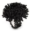 Avalaya Large Black Glass Bead Flower Stretch Ring