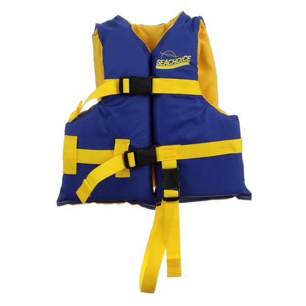 Seachoice Level 70 Life Jacket, Adjustable Boat Vest, Blue/Yellow, Child, 30-50 Lbs.