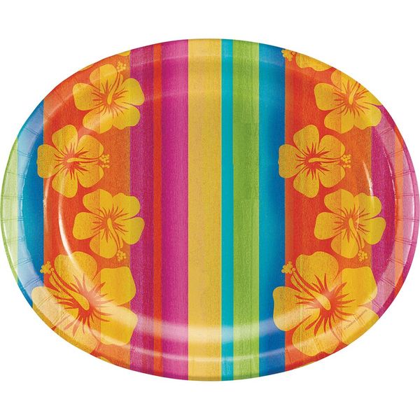Creative Converting Sunset Stripes Oval Paper Platters, 8-Count