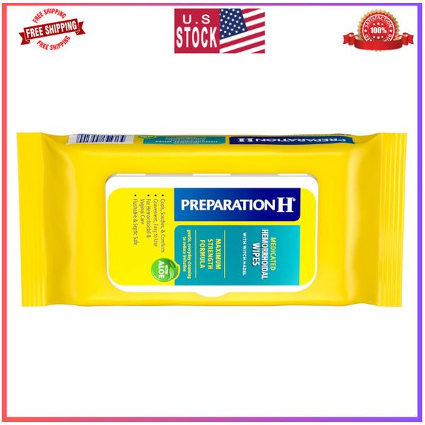 Preparation H Flushable Wipes – 48 Count, Witch Hazel for Soothing Relief