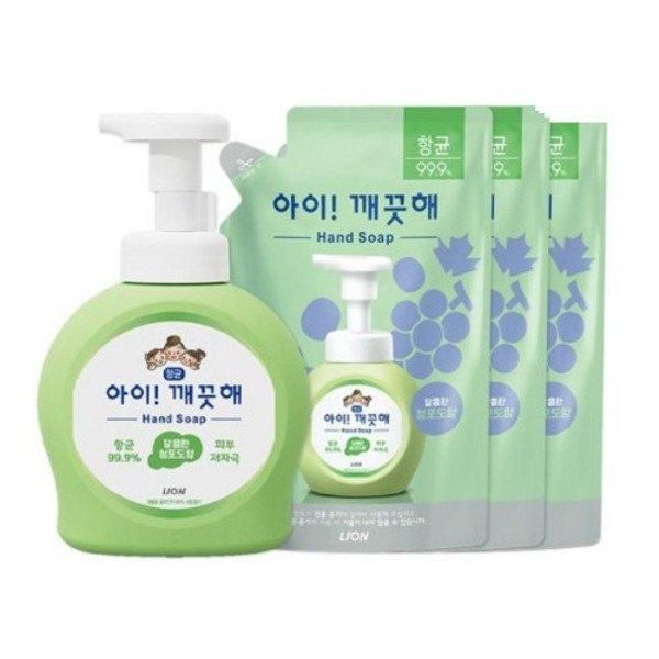 [Other] Aikkeuthae Green Grape Scent 490ml Container x 1 + 450ml Refill x 3 Hand Wash Foam Hand Soap Foaming Hand Sanitizer