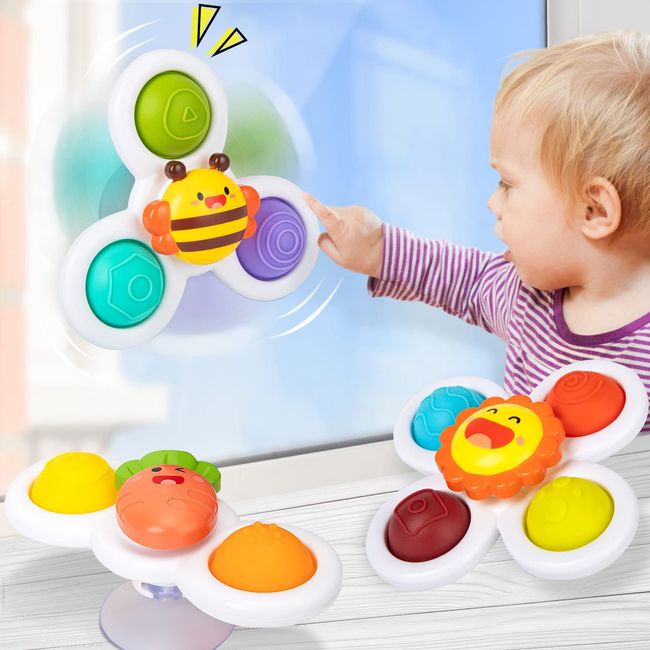 Winstico Saugnapf Spielzeug Baby, 3 Stück Fidget Toys Sensorik Lustige Cartoon Wasserspielzeug für Kinder Toddler ab 18 Monate