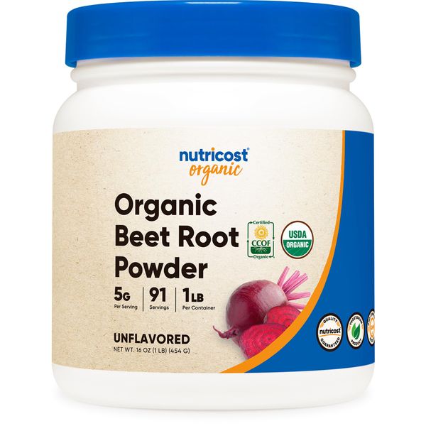 Nutricost Organic Beet Root Powder 1 LB - Vegan, Superfood, Certified USDA Organic