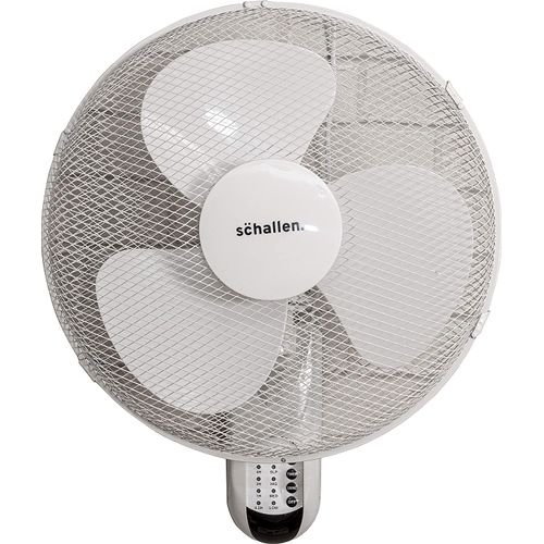 Branded 16" 40cm Oscillating Wall Mounted Air Cool Fan with 3 Speed Settings, Timer & Remote Control (White)