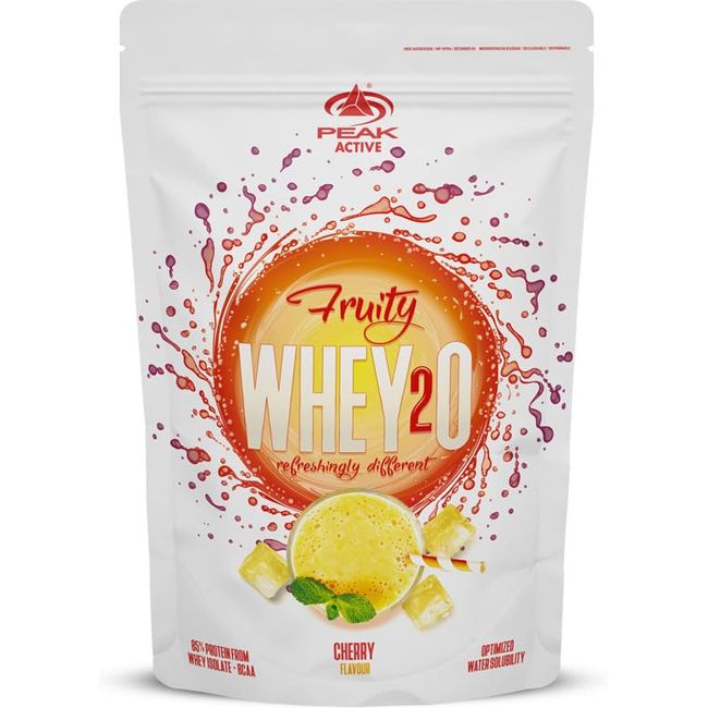 PEAK Fruity wHey2O - 750g Geschmack Cherry I 25 Portionen I Proteinquelle: Clear Whey Isolat + BCAA I perfekte Löslichkeit I Erfrischungsgetränk für den Muskelaufbau