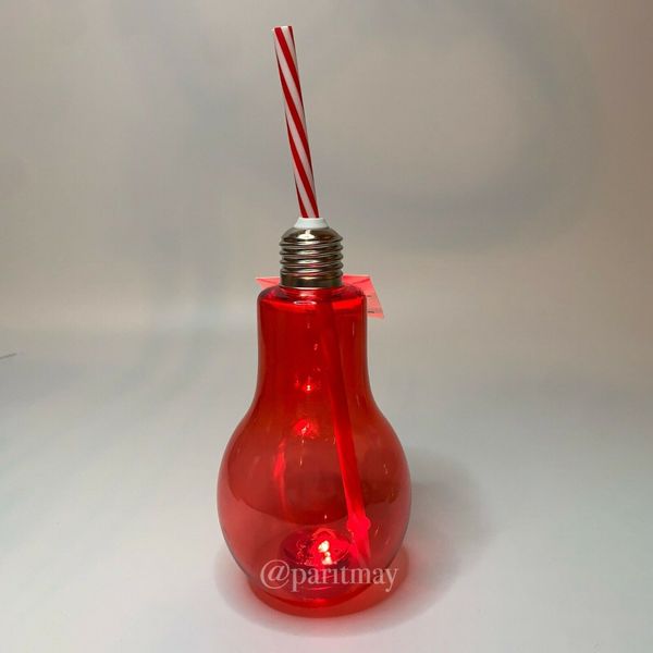 Holiday Time Red LED LIGHT UP Light Bulb 6" Tumbler 13oz PET Material (NWT)