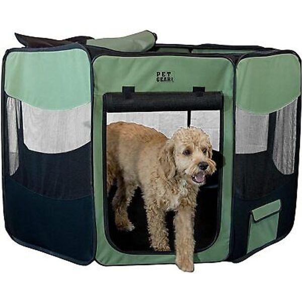 Pet Gear Travel Lite Portable Play Pen/Soft Crate with Removable Shade Top fo...