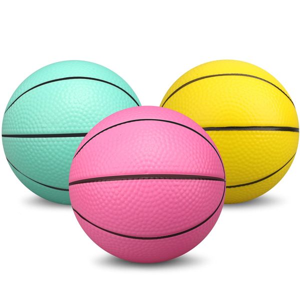 5" Mini Foam Basketball for Mini Basketball Hoop, 3 Pack Squeeze Toy Basketball for Over The Door Basketball Hoop, Replacement Balls for Kids Toddler Beach Indoor Outdoor Sport Game Gift Set (Pink)