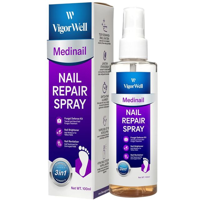 Medinail Toenail Fungus Treatment Spray: Nail Fungus Treatment For Toenail, Toe Nail Fungus Treatment Extra Strength 3-in-1 for Remove Fungus, Renews and Strengthens Nails (100mL)