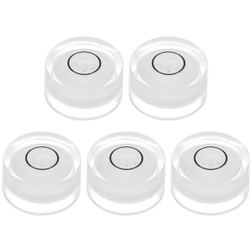 HARFINGTON 5pcs Round Bubble Level 19x10mm Mini Circular Bullseye Spirit Levels for Leveling Camera Tripod Telescope Workshop Turntable Pictures Frame, White