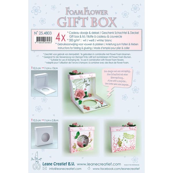 Leane Creatief Foam Flowers Gift Boxes 4pcs White 25.4803
