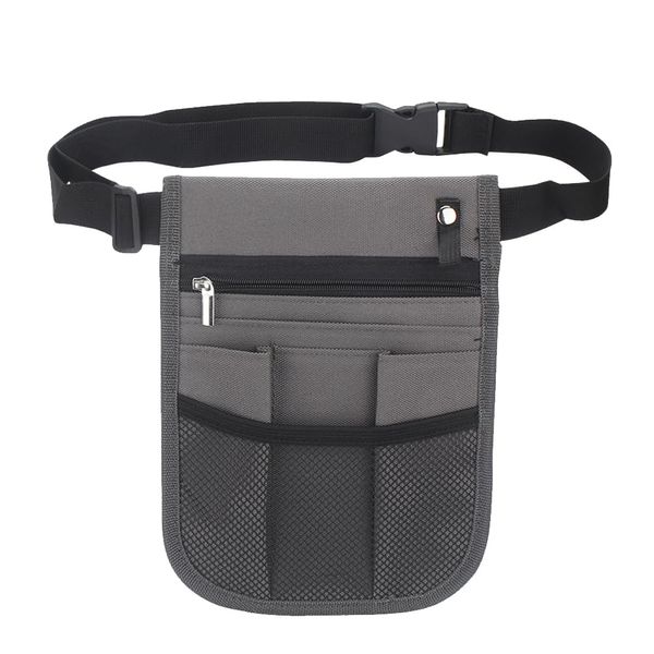 YINKE Fanny Pouch, Tool Bag, Nursery, Work, Apron Bag, Waist Bag, With Belt, Small Items, Pouch, Thin, Waterproof, Multi-functional Pockets (Gray)