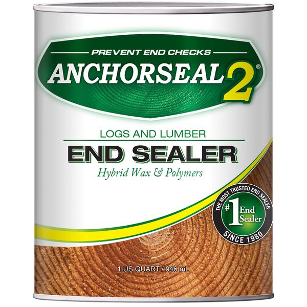 ANCHORSEAL 2 Log & Lumber end Grain Sealer - Prevents up to 90% of end Checks (Drying Splits) on Cut Ends of Wood & Decks. Green Wood Sealer for Turning Blanks & Bowls.