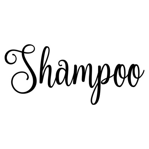 Shampoo 6w x 2.5h Label | Bathroom Organization | Die Cut Vinyl Decal | Black Fancy Font (Sticker Only)