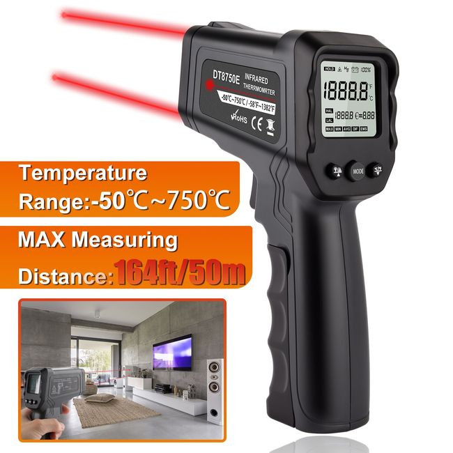 Infrared Thermometer Temperature Gun 50c ~380c Digital Laser Thermometer  Gun Ir Thermometer Temp Gun With Adjustable Emissivity & Max Min Avg Measure