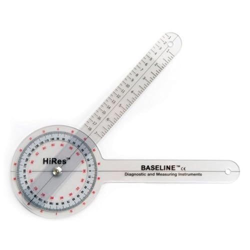 Baseline 12-1000HR Plastic HiRes 360 Degree ISOM Goniometer, 12" Length