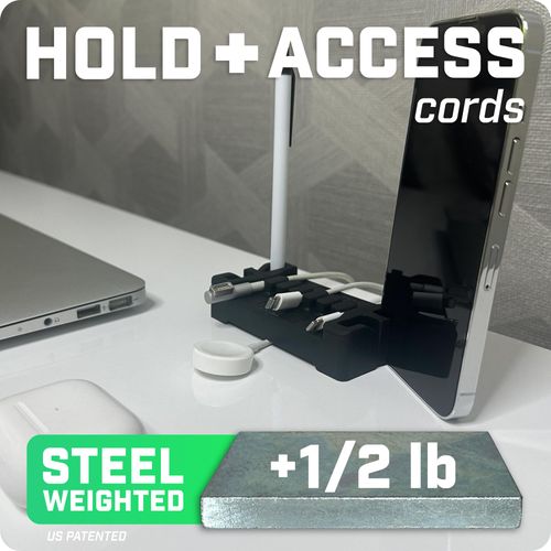 DeskBrick – Patented Non-Slip Steel-Weighted Desk Organizer & Cable Management Gadget, Versatile Cord, Phone & Accessory Holder for Office, Home & Desktop – Best Gift for Men. Aqua