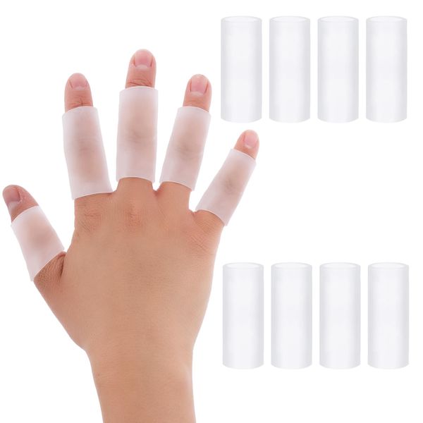 8PCS Gel Finger Sleeve Protectors, Silicone Finger Cots Finger Cover Cap Finger Support for Arthritis, Finger Pain, Silicone Fingers Protector for Golf, Basketball, Golf, Rugby, Cracked Finger