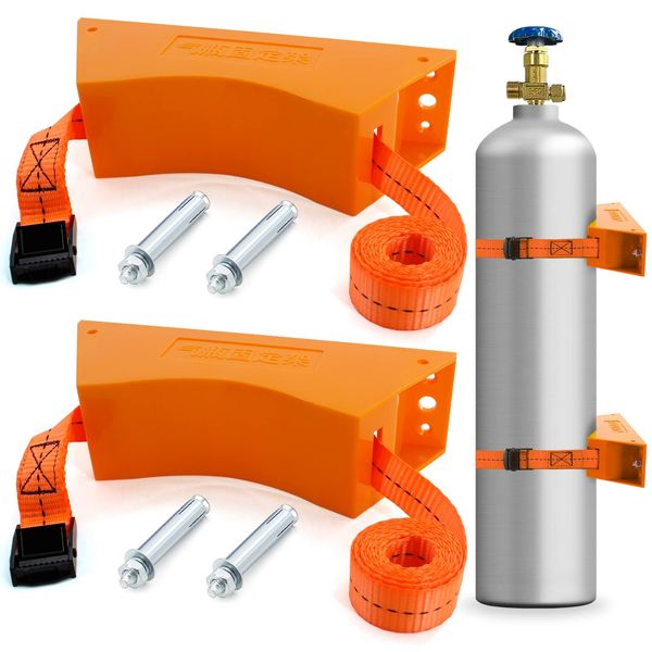 TECWAP 2PCS Propane Tank Holder, Gas Cylinder Wall Mounted Bracket, ABS Holde...