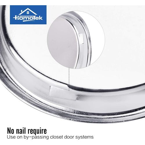 HOMOTEK 12 Pack Closet Door Finger Pulls, 2-1/16' Round Sliding Door Handles, Easy Snap No Drill, Chrome