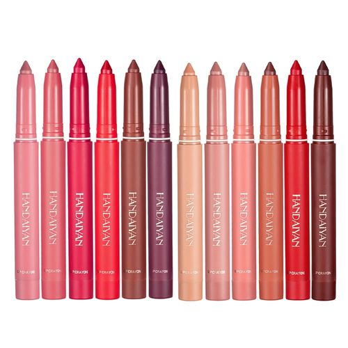 12 Colors Crayon Lipstick Set, Pakivs Penna per rossetto opaco impermeabile a lunga durata Penna rossetto in velluto impermeabile (Set A + Set B)