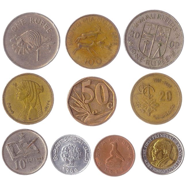 10 Different Coins from 10 Different African Countries.