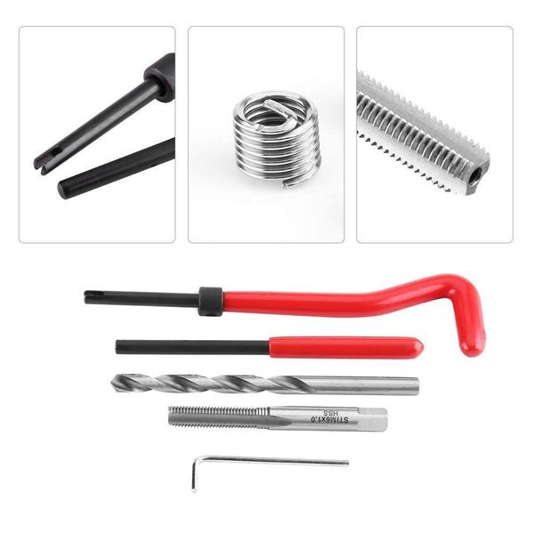 Rocaris 30 Pcs Thread Repair Kit, M6 x 1mm Thread Repair Insert Kit Compatible Hand Tool Set for Auto Repairing