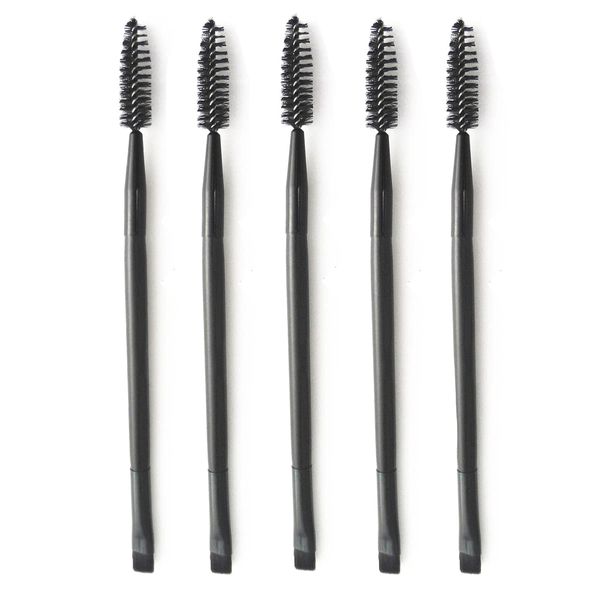 HAPPITON 5PCS Dual Ended Eyelash Eyebrow Brush Angled Eye Brow Brush for Lining Shaping Brows Spoolie for Brows Lashes