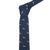 King & Priory Navy Blue Herringbone Embroidered Fox Tie