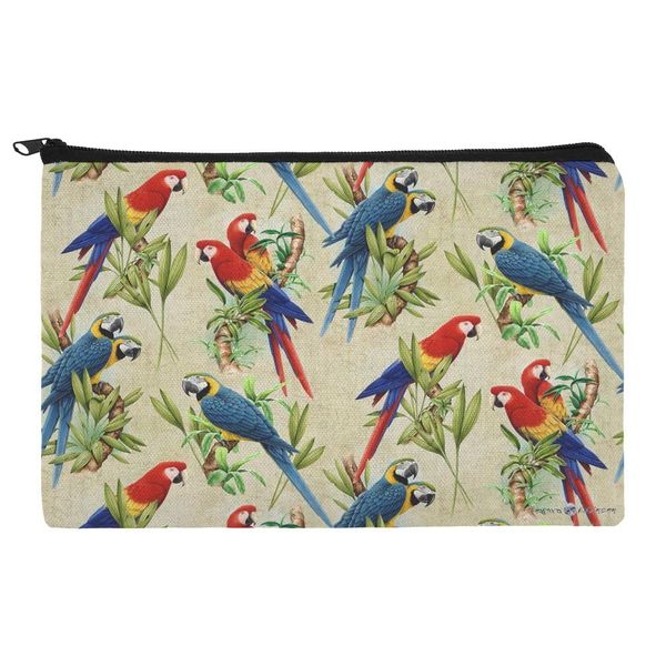Macaws Parrots Jungle Rainforest Pattern Makeup Cosmetic Bag Organizer Pouch