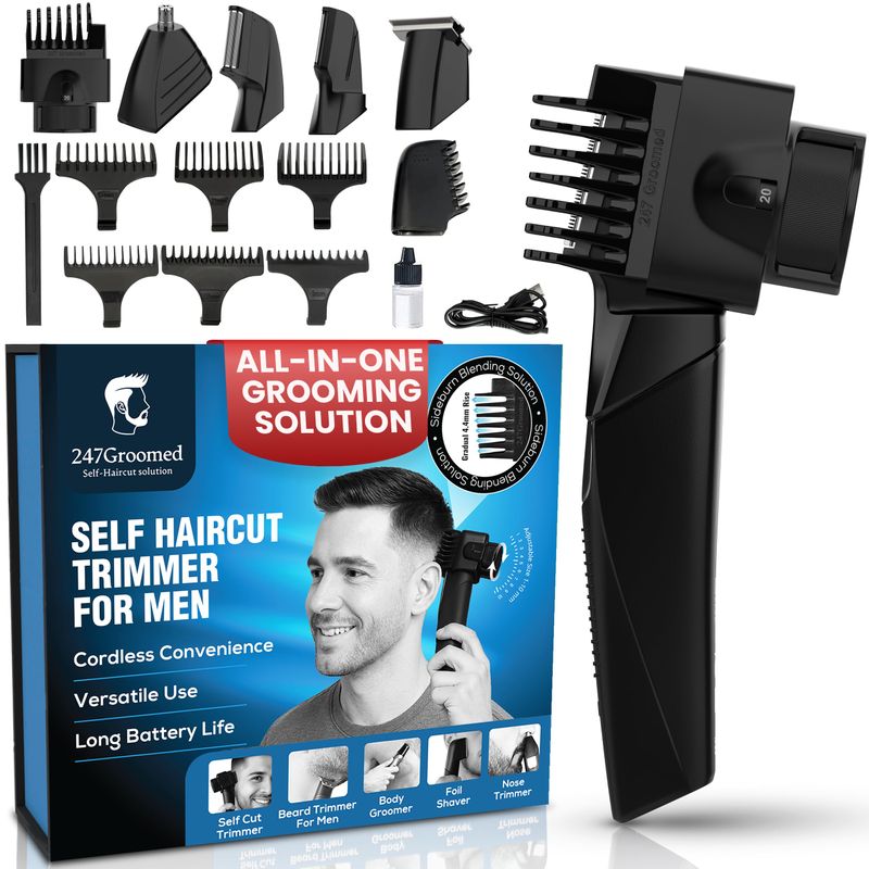247 Groomed Self Haircut Kit for Men – Electric Hair Trimmer for Men ...