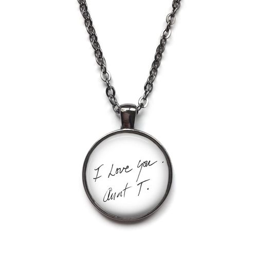 Custom Handwriting Jewelry - Personalized Pendant Necklace or Keychain Charm with Loved One's Signature or Message - Upload Your Image, Double Sided Option
