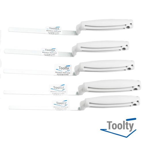 Toolty Tuck Pointer Trowel, Hardened Steel Finger Pointing Trowel, Hand Tool - with Polystyrene Handle - Set 5 PCS 6, 8, 10, 12, 14mm - Bricklayer, DIY - TLTY-S077