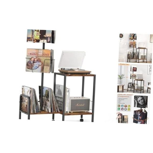 Record Player Stand, Vinyl Record Storage Rotating, Record Player Table with