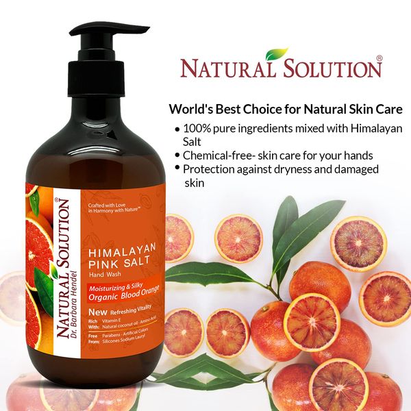 Natural Solution Liquid Soap, Formulated with Organic Blood Orange & Himalayan Pink Salt, Nourishing and Moisturizing, Hand Wash - 14 oz Each (6 Pack) (8647B-6PK)