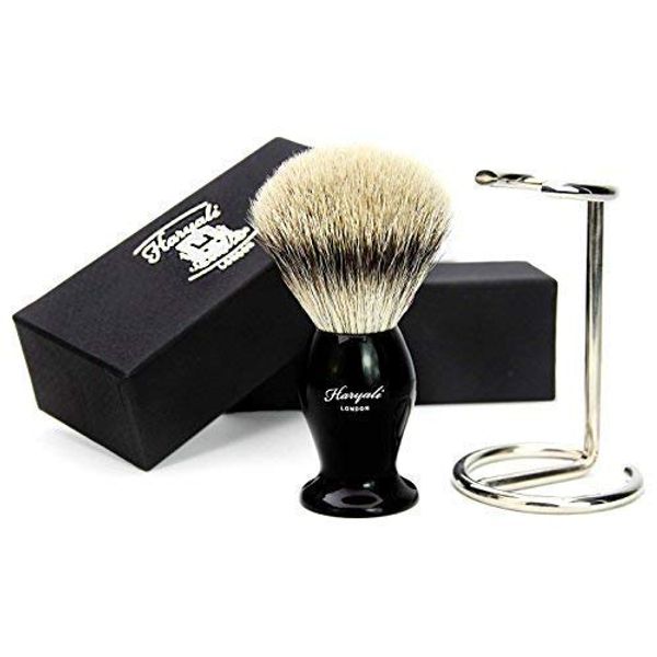 Silver TIP Badger Hair Shaving Brush with Shaving Brush Stand for Men's Gifts for DADS