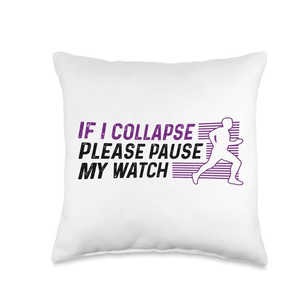 Funny Marathon Running Runner If I Collapse Pause My Watch Throw Pillow