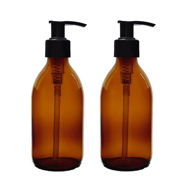 Amber Glass Bottle W/ Lotion Pump Dispenser//reusable Bottles