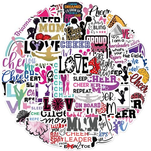 Pack of 50 Cheerleader Stickers Water Bottles Laptop Phone Guitar Skateboard Computer Suitcase Bicycle Cheerleaders Vinyl Stickers Waterproof Aesthetic Stickers for Teenagers Children Adults