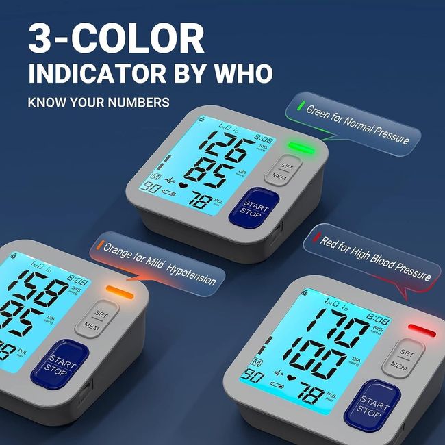 Upper Arm Blood Pressure Monitor Digital BP Cuff Machine Automatic Pulse  Meter