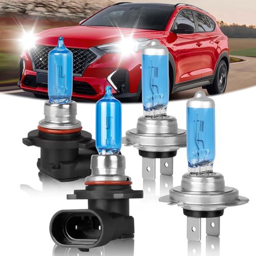 VAMOTA Fit for Hyundai Tucson 2019 2020 2021 High Performance Halogen Headlight Bulbs,9005 High Beam+ H7 Low Beam combo,100W,Ultra Bright,IP68, plug and play,5000K White Light,4 Pack