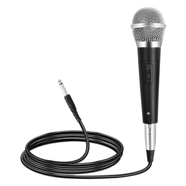 Kabelgebundenes Mikrofon mit 3M Kabel, XLR auf Klinke 6,5 MM, Dynamic Microphone Tragbares Gesangsmikrofon, Dynamisches Handmikrofon mit Nierencharakteristik für Karaoke Hochzeit DJ Party (A)