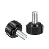 sourcing map M5 x 10mm Metric Male Thread Knurled Clamping Knobs Grip Thumb Screw on Type Plastic Threaded Hand Bolt Knobs Black 2 Pcs