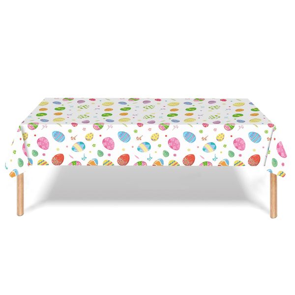 Easter Table Cloth, Easter Table Decorations, 54 x 108 In Rectangle Easter Egg Hunt Fabric Tablecloth, Plastic Waterproof Waterproof Reusable Easter Table Cover for Easter Party Supplies
