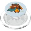 Cute Camping Bear in Sleeping Bag by Fire PopSockets PopGrip for MagSafe